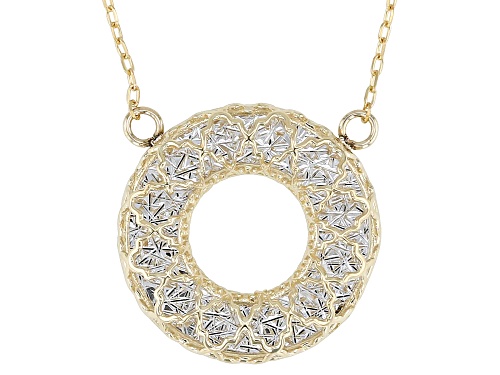 10k Yellow Gold & 10k White Gold Circle 18 Inch Necklace - Size 18