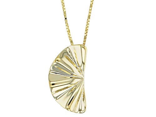 10k Yellow Gold Textured Fan 18 Inch Necklace - Size 18