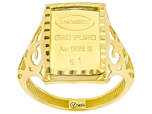 24k Yellow Gold 1g Ingot 10k Yellow Gold Ring - Size 6
