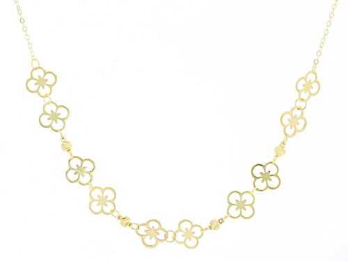 Splendido Oro™ 14k Yellow Gold Clover Station 18 Inch Necklace - Size 18