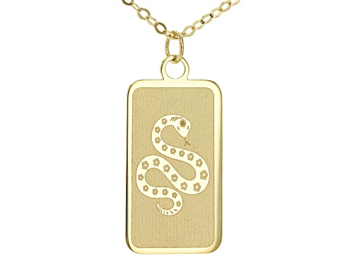 10k Yellow Gold Snake Tag Pendant 18 Inch Necklace - Size 18