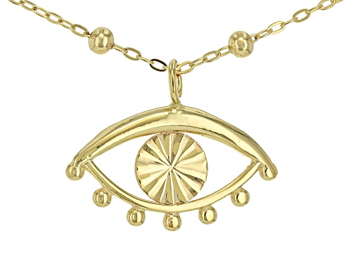 Splendido Italian Jewelry™ 10k Yellow Gold Evil Eye Pendant 18 Inch Necklace - Size 18