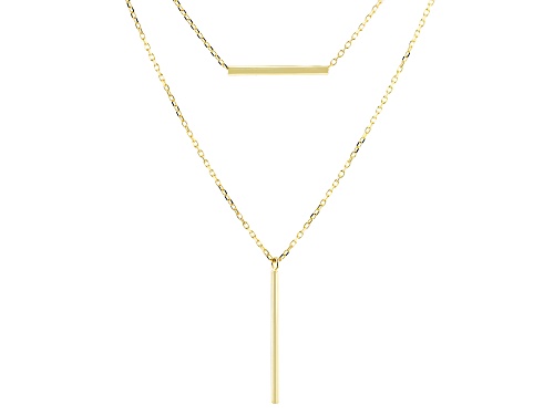 10k Yellow Gold Multi-Row Double Bar 18 Inch Necklace - Size 18