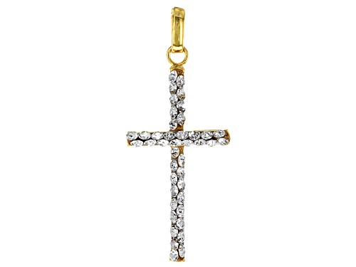 10k Yellow Gold Crystal Cross Pendant