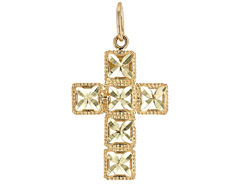10k Yellow Gold Diamond-Cut Cross Pendant
