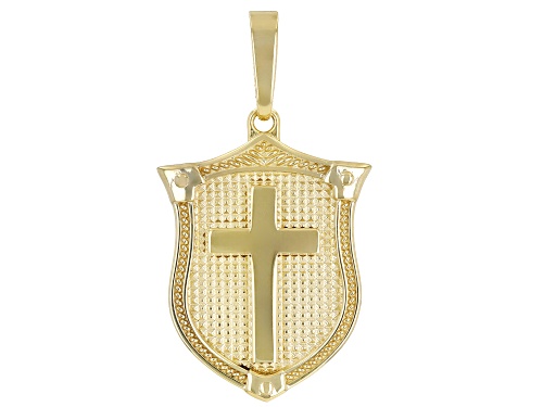 10k Yellow Gold Shield With Cross Pendant