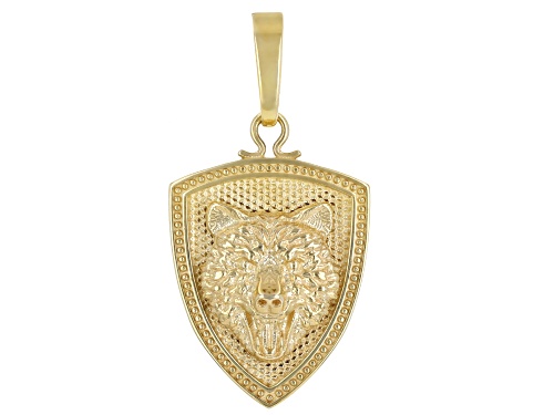 10k Yellow Gold Shield With Bear Head Pendant