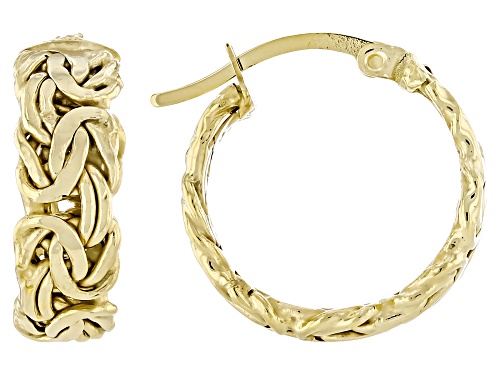 10k Yellow Gold Byzantine Hoop Earrings