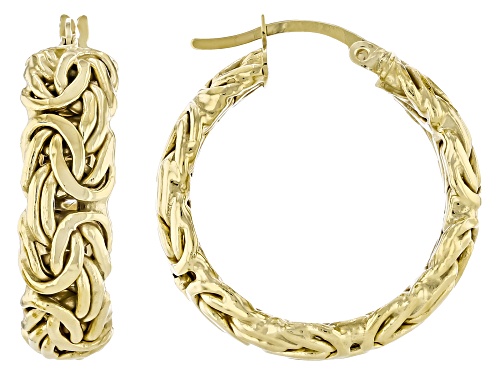 10k Yellow Gold 1" Byzantine Hoop Earrings
