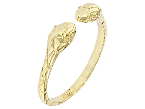 10k Yellow Gold Textured Snake Cuff Ring - Size 8