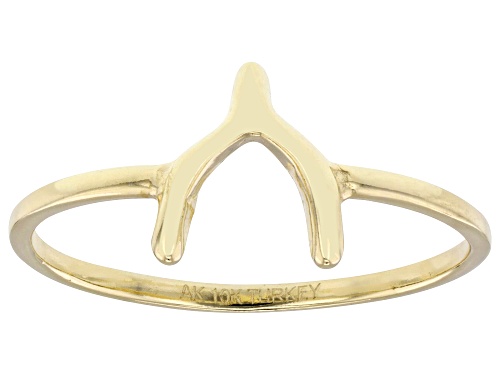10k Yellow Gold Wishbone Ring - Size 9