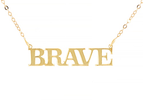 Splendido Italian Jewelry™ 10k Yellow Gold "Brave" Bar Necklace - Size 18