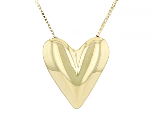 10k Yellow Gold Puff Heart Necklace - Size 20