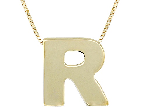 Splendido Italian Jewelry™ 10k Yellow Gold Block Letter "R" Initial Necklace - Size 20