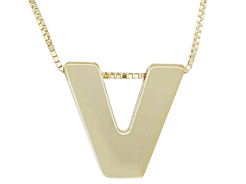 Splendido Italian Jewelry™ 10k Yellow Gold Block Letter "V" Initial Necklace - Size 20