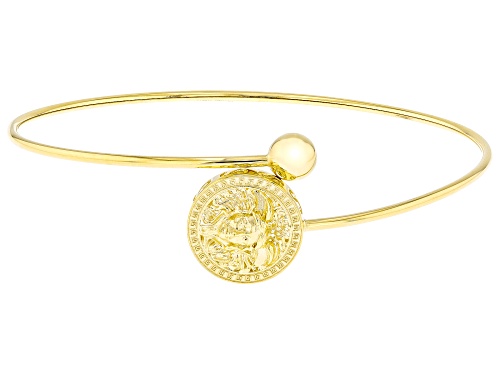 Splendido Italian Jewelry™ 10k Yellow Gold Medusa Coin Bypass Bangle Bracelet - Size 7.25