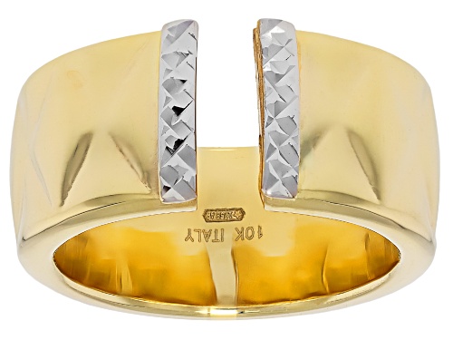 Splendido Italian Jewelry™ 10k Yellow Gold Two-Tone Textured Cuff Ring - Size 7