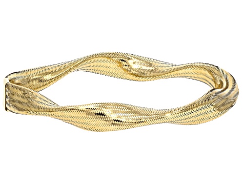 Splendido Italian Jewelry™ 10k Yellow Gold Ribbon Torchon Stretch Bangle Bracelet - Size 8.5