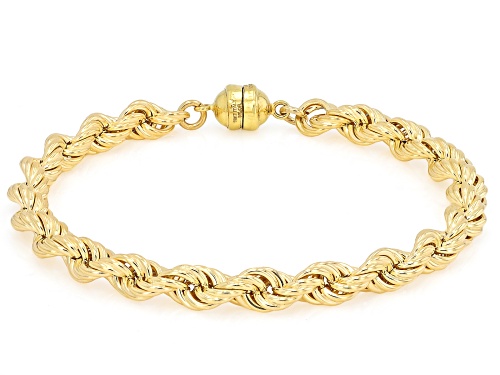 10k Yellow Gold 5.7mm Rope Bracelet with Magnetic Closure - Size 7.25