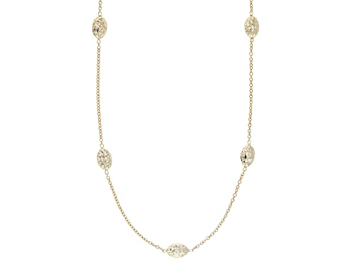 10k Yellow Gold Oval Diamond Cut Station Necklace - Size 16.5