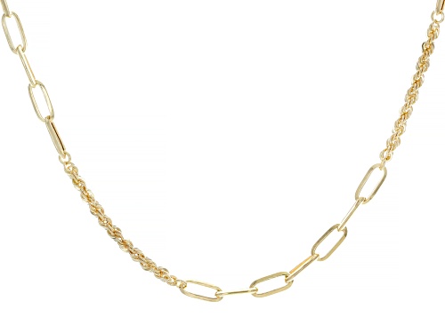 10k Yellow Gold 3mm Paperclip and Rope Mixed 18" Chain - Size 18