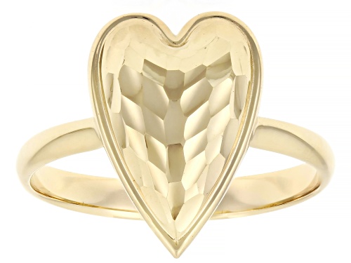 14k Yellow Gold Heart Hammered Ring - Size 8