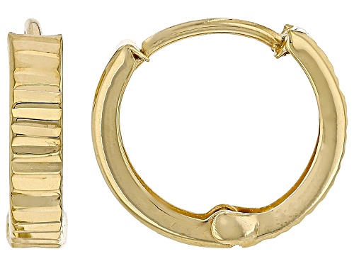 10k Yellow Gold Diamond Cut Huggie Hoop Earrings