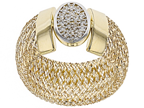 Bella Luce® 0.18ctw Diamond Simulant Round 10k Yellow Gold Large Mesh Ring