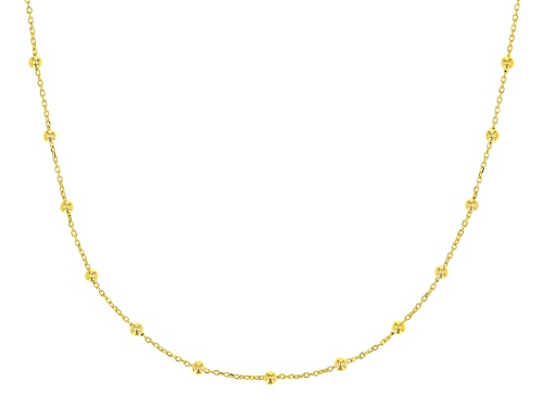 10K Yellow Gold .5MM Cable Chain With Bead Station Necklace 20 Inch - Size 20