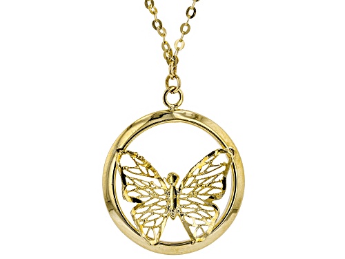 10K YELLOW GOLD BUTTERFLY NECKLACE 18 INCH FLAT CABLE CHAIN - Size 18