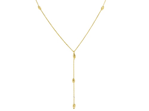 10k Yellow Gold Diamond Cut Oval Bead Station 18 inch Necklace - Size 18