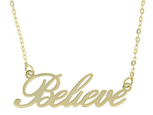 Photo of 10k Yellow Gold 1.3mm Believe Script 18 inch Necklace - Size 18