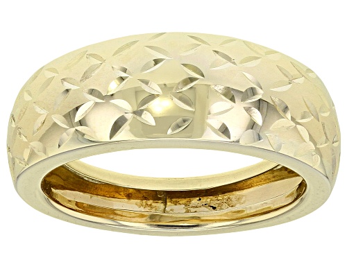 10k Yellow Gold Diamond Cut Wide Band Ring - Size 7