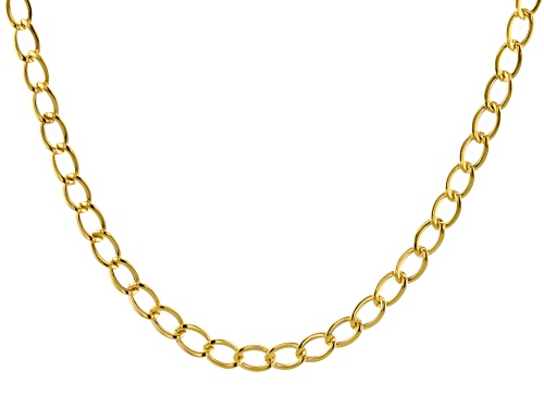 10k Yellow Gold Polished Oval Curb 18 inch Necklace - Size 18
