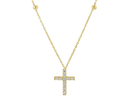 10K Yellow Gold Bella Luce™ Beaded Cross Necklace 18