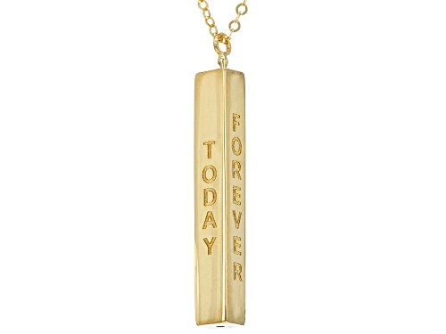 10K Yellow Gold Vertical Bar Script 18 Inch Plus 2 Inch Extender Necklace - Size 18