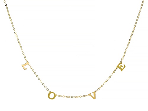 Photo of 10K Yellow Gold "Love" Cable Chain 18 Inch Necklace - Size 18