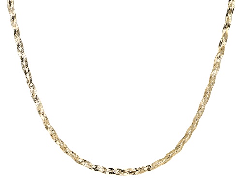 Photo of 10K Yellow Gold 3.5MM Three-Braided Herringbone Chain 18 Inch Necklace - Size 18