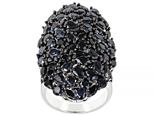 5.57CTW PEAR SHAPE,MARQUISE,ROUND BLACK SPINEL RHODIUM OVER STERLING SILVER RING - Size 6