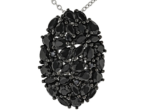 2.79CTW PEAR SHAPE, MARQUISE, ROUND BLACK SPINEL RHODIUM OVER STERLING SILVER PENDANT WITH CHAIN