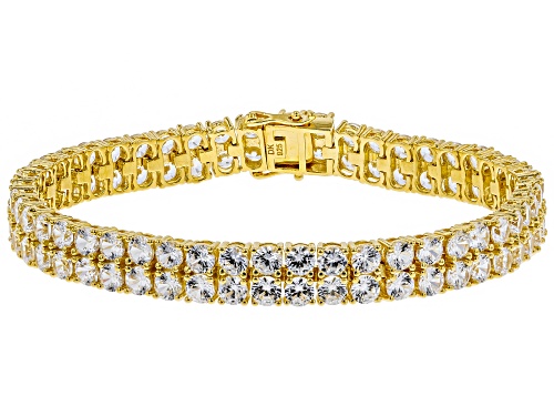 24.00ctw Round White Zircon 18k Yellow Gold Over Silver Tennis Bracelet - Size 8