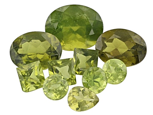 Parcel of  Vesuvianite loose gemstones with a minimum of 7.00ctw mixed shapes and sizes.