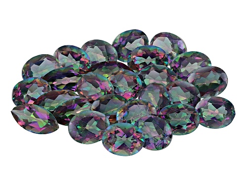 Photo of Parcel of Mystic Topaz loose gemstones with a minimum of 50.00ctw mixed shapes and sizes.