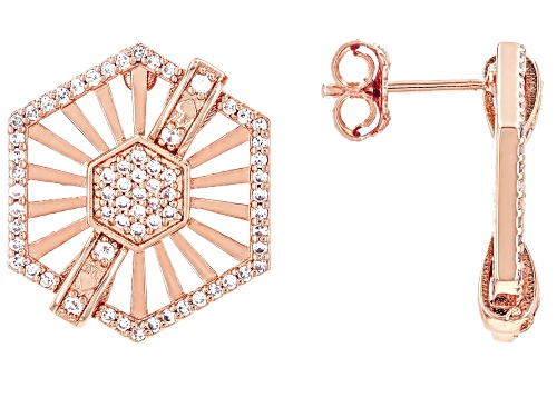 White Cubic Zirconia 18k Rose Gold Over Copper Earring 0.97 Ctw