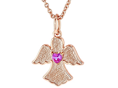 Photo of Lab Created Ruby 18k Rose Gold Over Copper Pendant with chain 0.17 Ctw