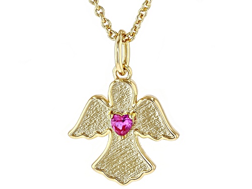 Photo of Lab Created Ruby 18k Yellow Gold Over Copper Pendant with chain 0.17 Ctw