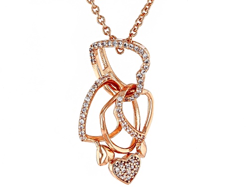 White Cubic Zirconia 18k Rose Gold Over Copper Pendant with chain 0.22 Ctw