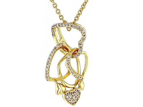 White Cubic Zirconia 18k Yellow Gold Over Copper Pendant with chain 0.22 Ctw