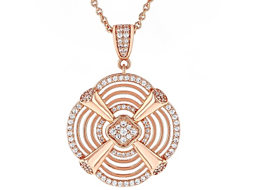 White Cubic Zirconia 18k Rose Gold Over Copper Pendant with chain 0.57 Ctw