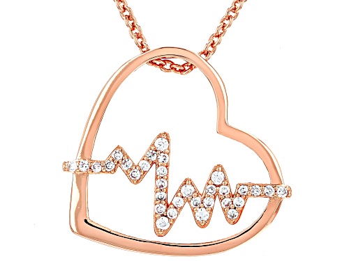 White Cubic Zirconia 18k Rose Gold Over Copper Pendant with chain 0.25 Ctw